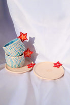 Lily & Loly Ceramics-Kırmızı Deniz Yıldızı Kulplu Mavi Puantiyeli El Yapımı Seramik Türk Kahvesi Fincan Seti - 2'li-Bardak-9-Milagron.com