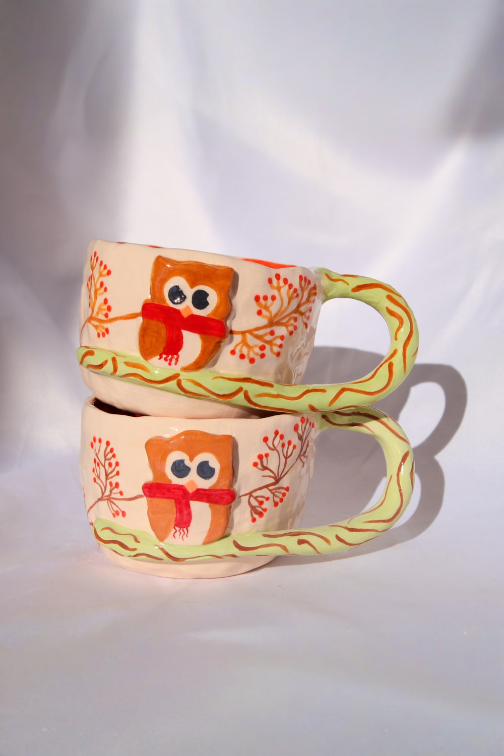 Lily & Loly Ceramics-Lily Serisi " Cute Owl" Baykuşlu Büyük Tek Kupa- Baykuş El Yapımı Seramik Mug 200ml-Bardak-1-Milagron.com