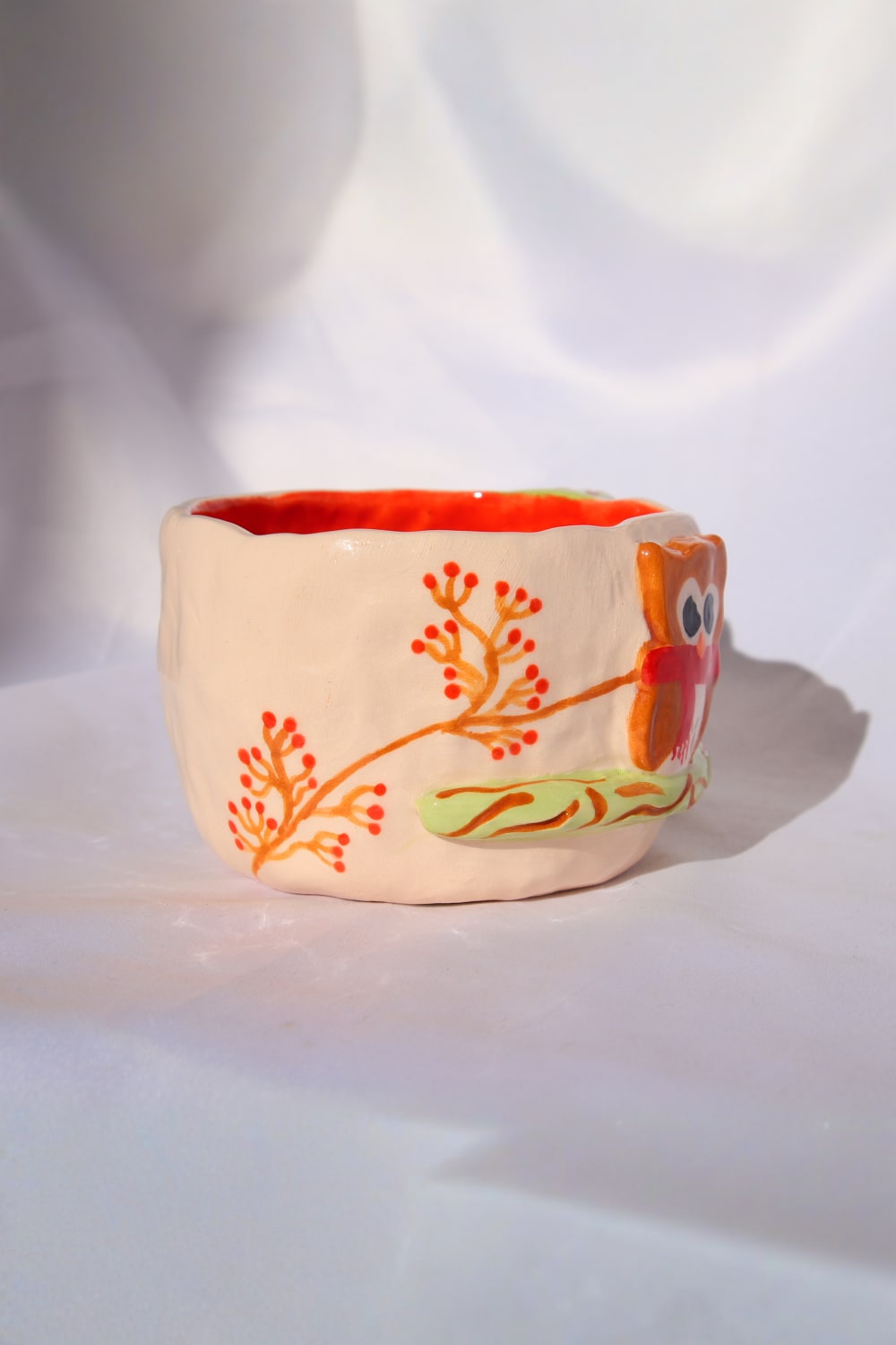 Lily & Loly Ceramics-Lily Serisi " Cute Owl" Baykuşlu Büyük Tek Kupa- Baykuş El Yapımı Seramik Mug 200ml-Bardak-5-Milagron.com