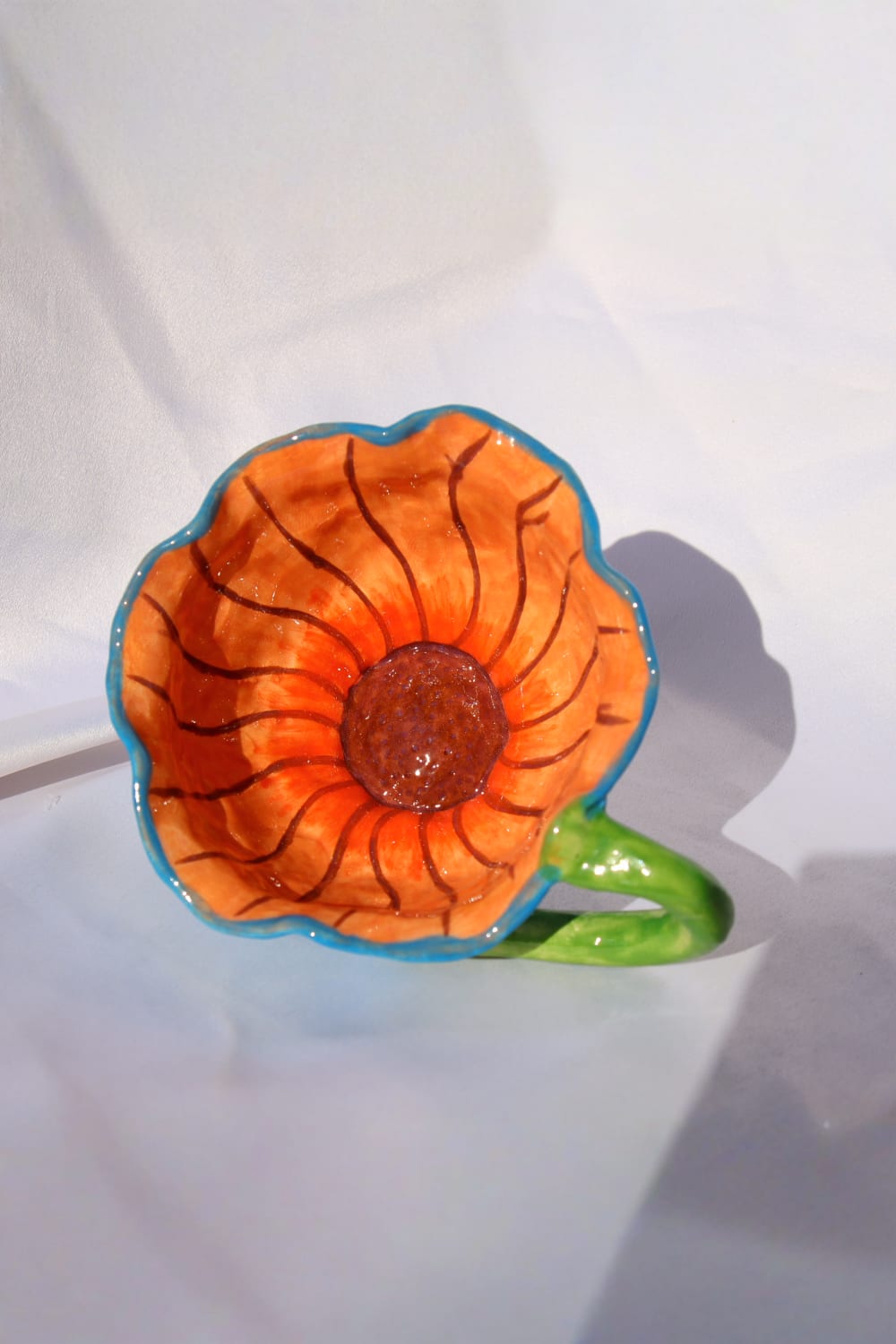 Lily & Loly Ceramics-Lily Serisi El Yapımı Mavi "flower" Çiçek Seramik Kupa 120 Ml-Bardak-1-Milagron.com