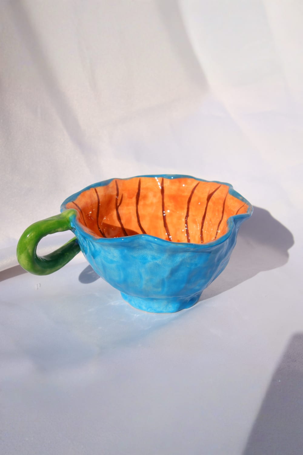 Lily & Loly Ceramics-Lily Serisi El Yapımı Mavi "flower" Çiçek Seramik Kupa 120 Ml-Bardak-5-Milagron.com