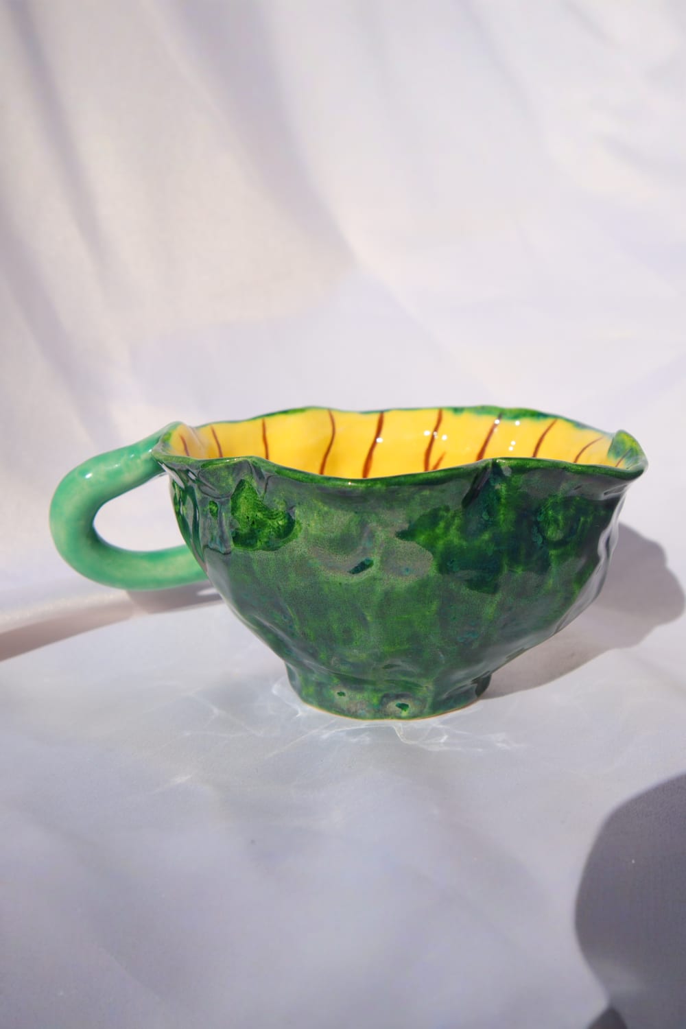 Lily & Loly Ceramics-Lily Serisi "flower" Kupa, Yeşi̇l Çiçek Kupa - El Yapımı Seramik Mug 120ml-Bardak-7-Milagron.com