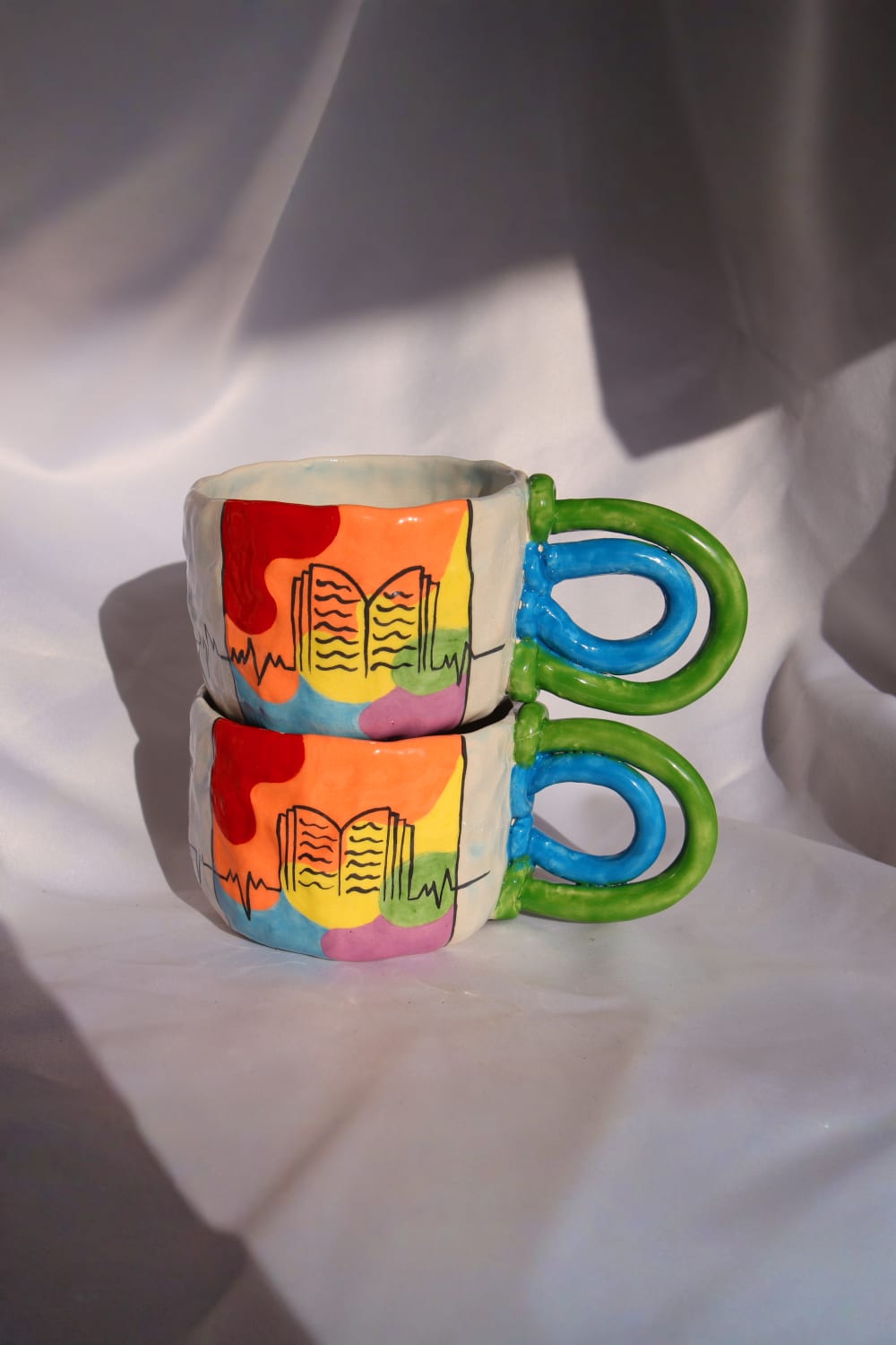 Lily & Loly Ceramics-Lily Serisi “imagine” Tekli Kupa - Kitaplı Çizimli Mottolu Kupa- El Yapımı Seramik Mug 200ml-Bardak-2-Milagron.com