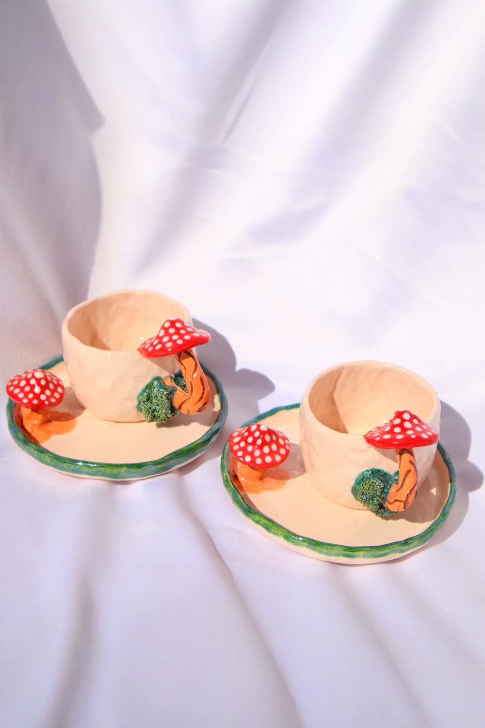 Lily & Loly Ceramics-Lily Serisi "mushrooms" Mantarlı 2'li Türk Kahvesi Seti- Mantar Kulplu El Yapımı Seramik Fincan-Bardak-1-Milagron.com