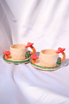 Lily & Loly Ceramics-Lily Serisi "mushrooms" Mantarlı 2'li Türk Kahvesi Seti- Mantar Kulplu El Yapımı Seramik Fincan-Bardak-2-Milagron.com