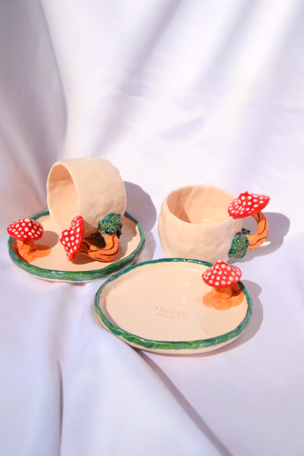 Lily & Loly Ceramics-Lily Serisi "mushrooms" Mantarlı 2'li Türk Kahvesi Seti- Mantar Kulplu El Yapımı Seramik Fincan-Bardak-6-Milagron.com