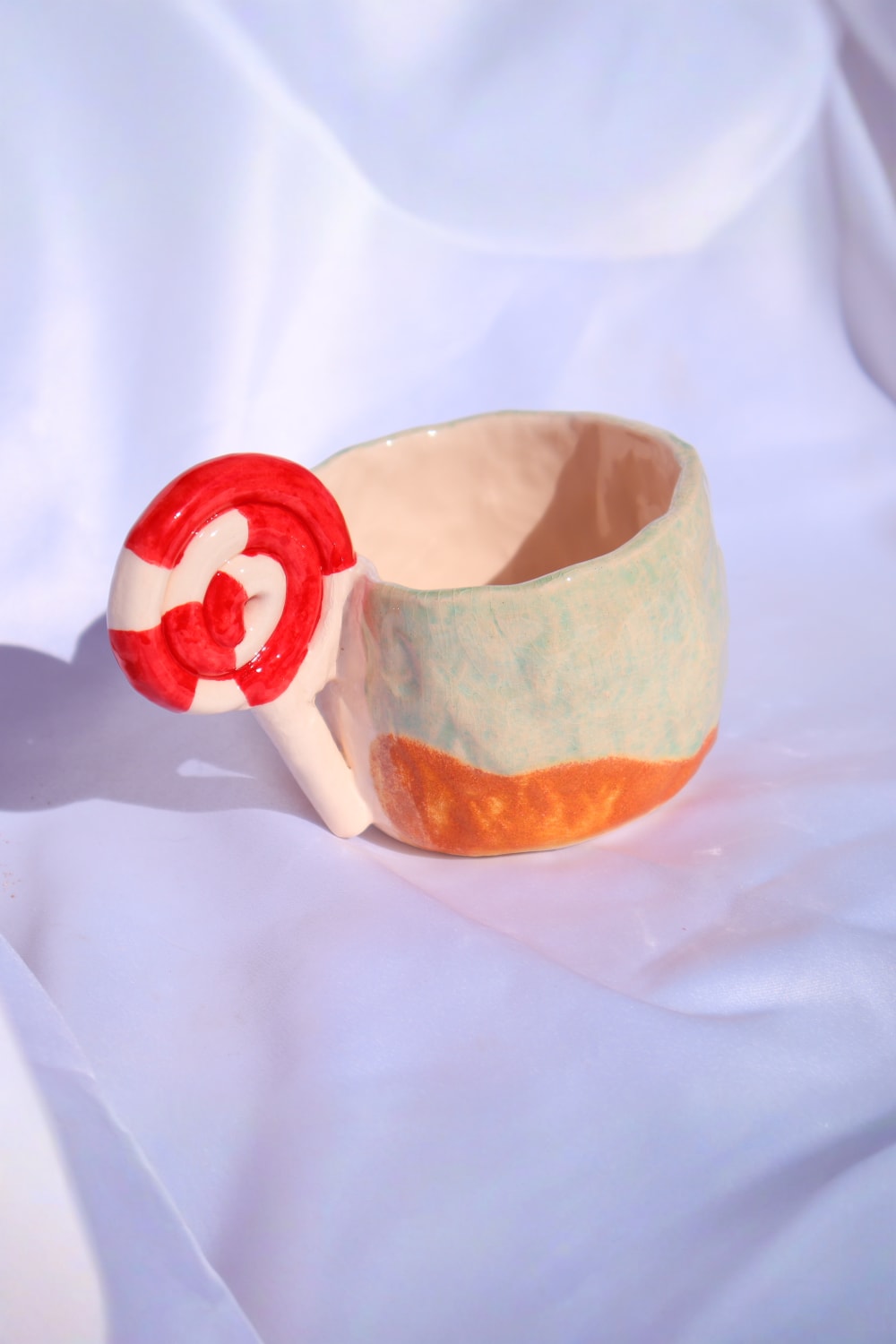 Lily & Loly Ceramics-Lolipop Kulplu Kumsal Efektli, El Yapımı Tasarım Kupa 200 Ml-Bardak-3-Milagron.com