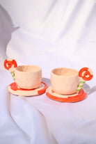 Lily & Loly Ceramics-Lolipop Şeker Kulplu 2'li El Yapımı Seramik Türk Kahvesi Fincan Seti - Lolipop Tabaklı Özel Tasarım-Bardak-2-Milagron.com