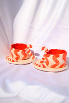 Lily & Loly Ceramics-Lolipop Şekerli 2'li El Yapımı Seramik Türk Kahvesi Fincan Seti -yılbaşı Temalı Tasarım Fincanlar-Bardak-2-Milagron.com