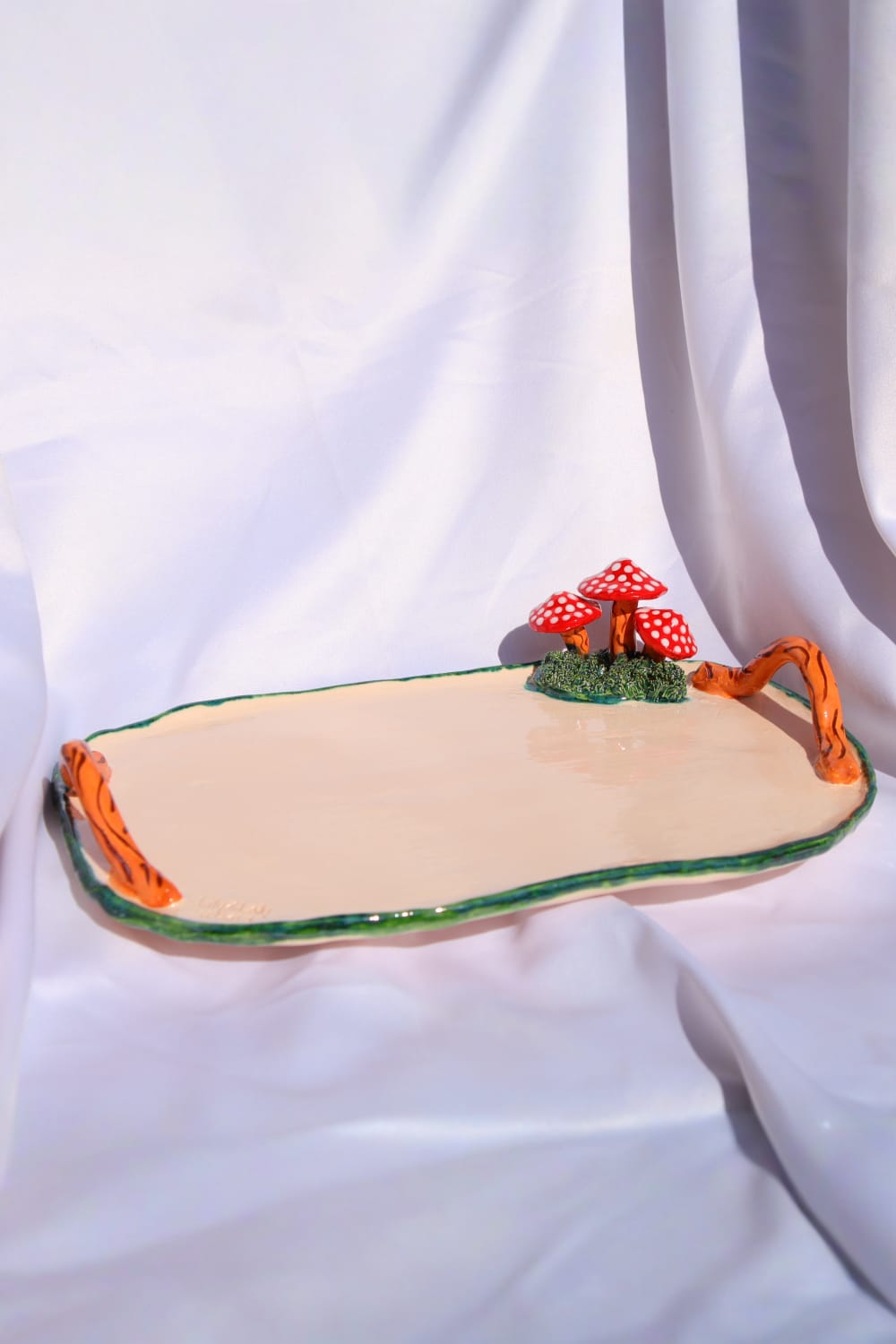 Lily & Loly Ceramics-Mantar Figürlü El Yapımı Seramik Tepsi - Sunum Tepsisi Ve Nişan Tepsisi-Sunum Aksesuarları-3-Milagron.com