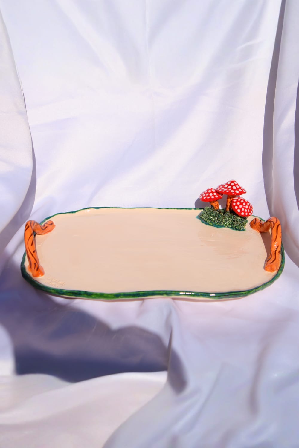 Lily & Loly Ceramics-Mantar Figürlü El Yapımı Seramik Tepsi - Sunum Tepsisi Ve Nişan Tepsisi-Sunum Aksesuarları-4-Milagron.com