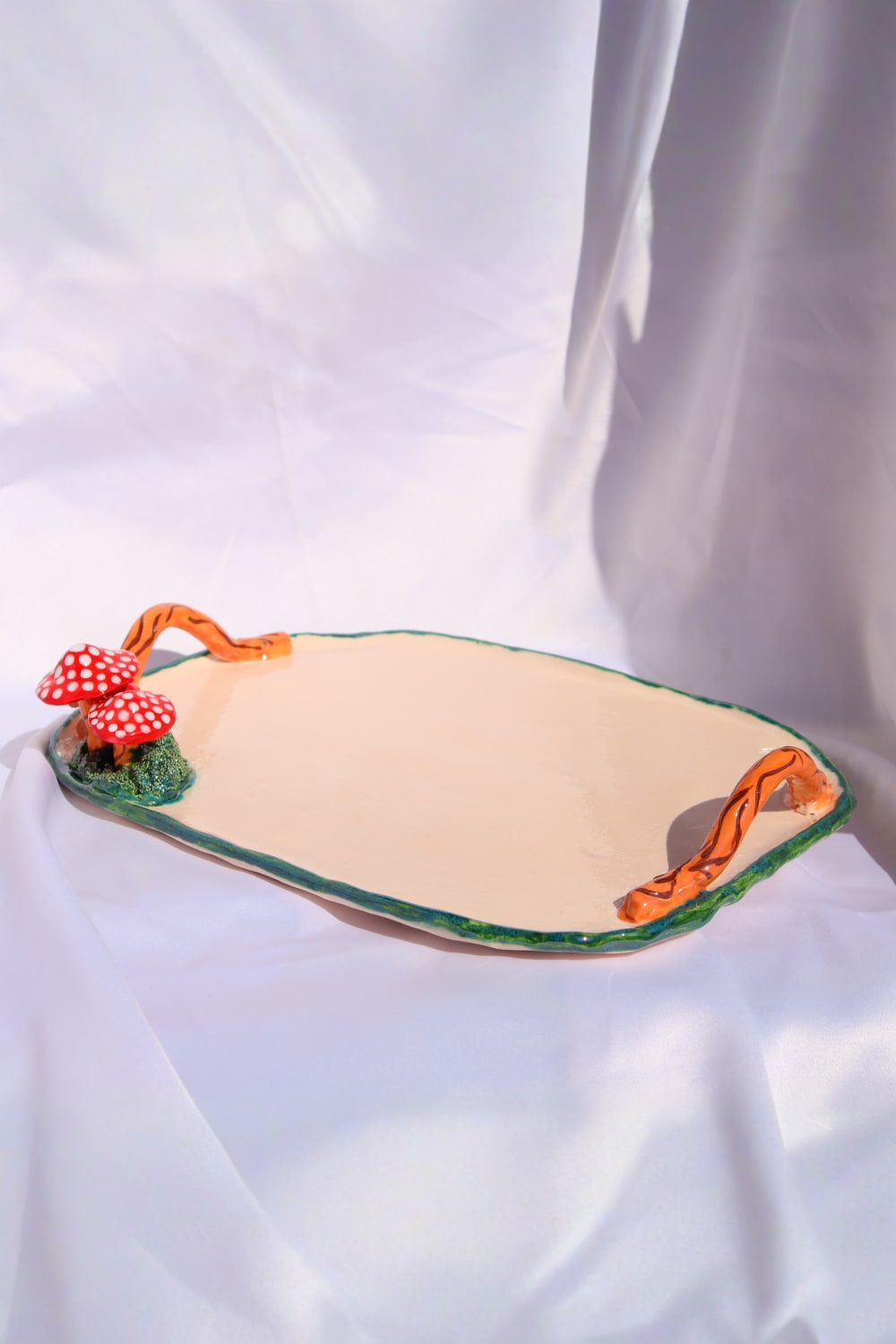 Lily & Loly Ceramics-Mantar Figürlü El Yapımı Seramik Tepsi - Sunum Tepsisi Ve Nişan Tepsisi-Sunum Aksesuarları-5-Milagron.com