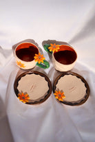 Lily & Loly Ceramics-Özel Çiçek Tasarımlı Çiçek Desenli Ayçiçek Kulplu El Yapımı Seramik Türk Kahvesi Fincan Seti - 2'li-Bardak-2-Milagron.com