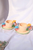 Lily & Loly Ceramics-Renkli Magic Mushrooms Mantarlı Türk Kahvesi Fincan Seti 2'li-Bardak-5-Milagron.com
