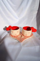 Lily & Loly Ceramics-Sevgililer Günü Serisi 2'li Kırmızı Kalp Kulplu El Yapımı Seramik Türk Kahvesi Fincan Seti-Bardak-5-Milagron.com