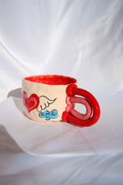 Lily & Loly Ceramics-Sevgililer Günü Serisi Uçan Kalp Çizimli El Yapımı Seramik Tekli Kupa 200 Ml-Bardak-4-Milagron.com