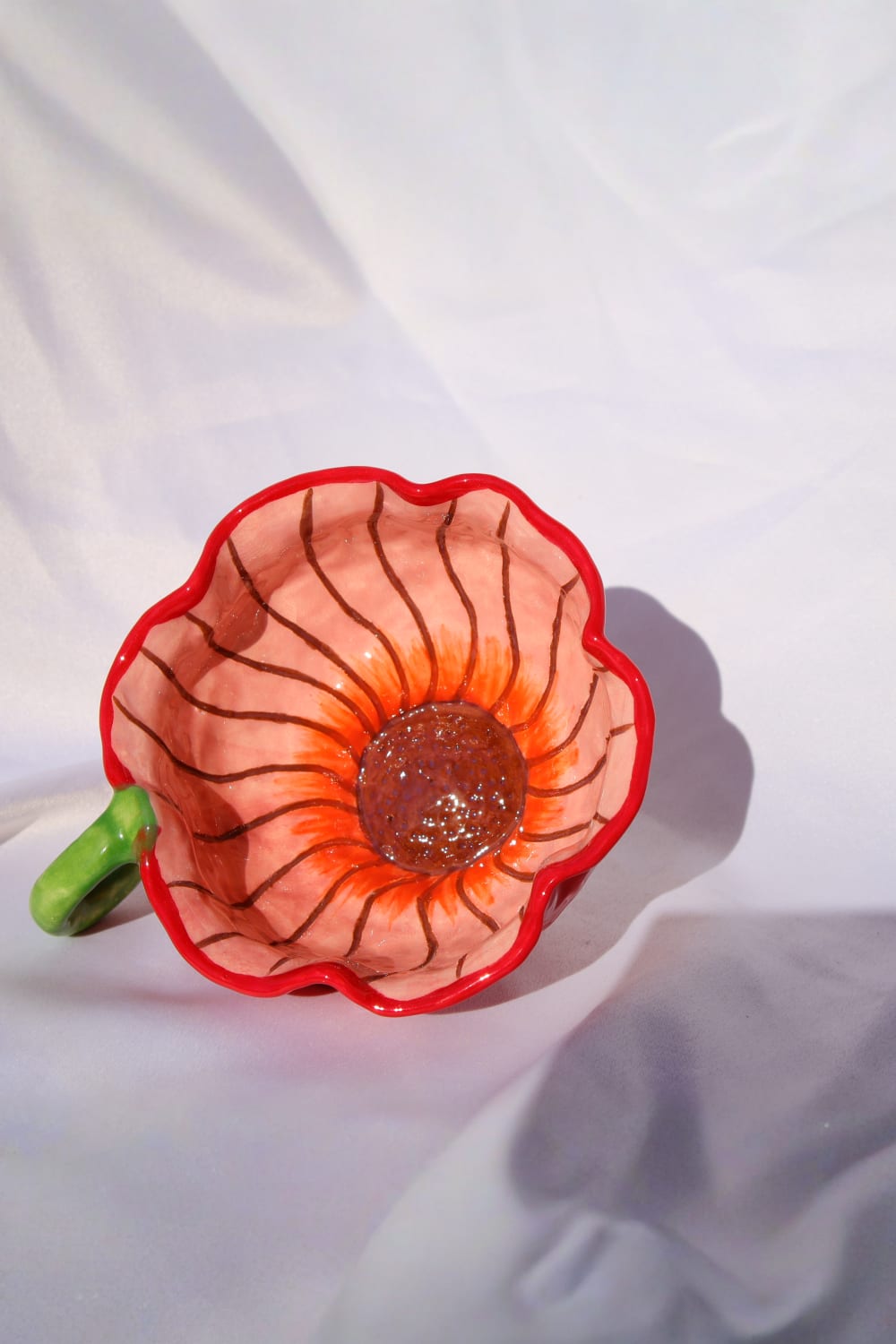 Lily & Loly Ceramics-Sevgililer Günü Serisi "flower " El Yapımı Kırmızı Çiçek Formunda Seramik Kupa 120 Ml-Bardak-2-Milagron.com