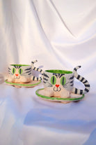 Lily & Loly Ceramics-Tatlı Gri Tekir Kedi Desenli Kedili Türk Kahvesi Seti - El Yapımı Seramik Fincan Seti (2 Li)-Bardak-11-Milagron.com