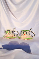 Lily & Loly Ceramics-Tatlı Gri Tekir Kedi Desenli Kedili Türk Kahvesi Seti - El Yapımı Seramik Fincan Seti (2 Li)-Bardak-3-Milagron.com