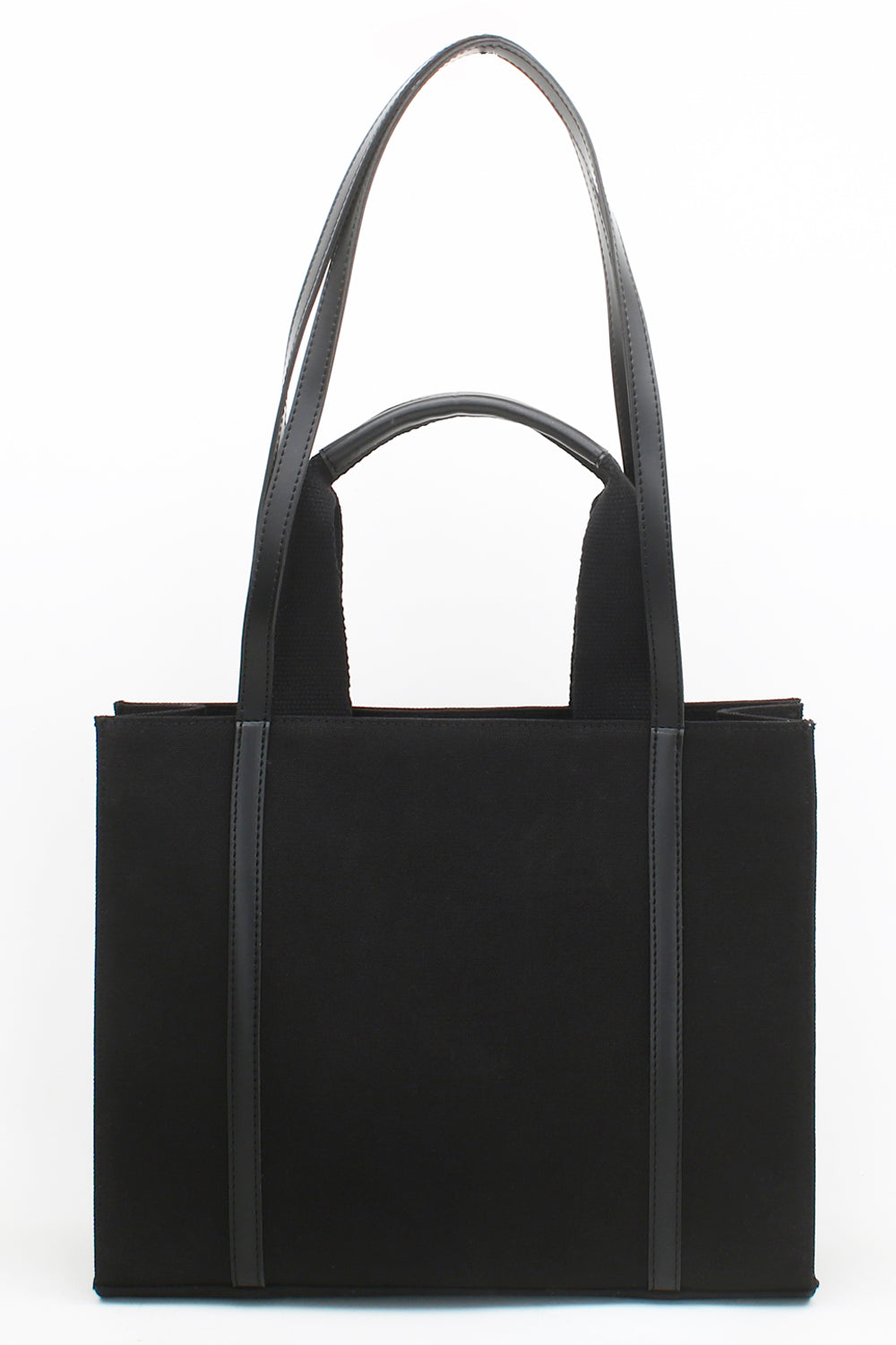 Embroidered Black Canvas Tote - 5