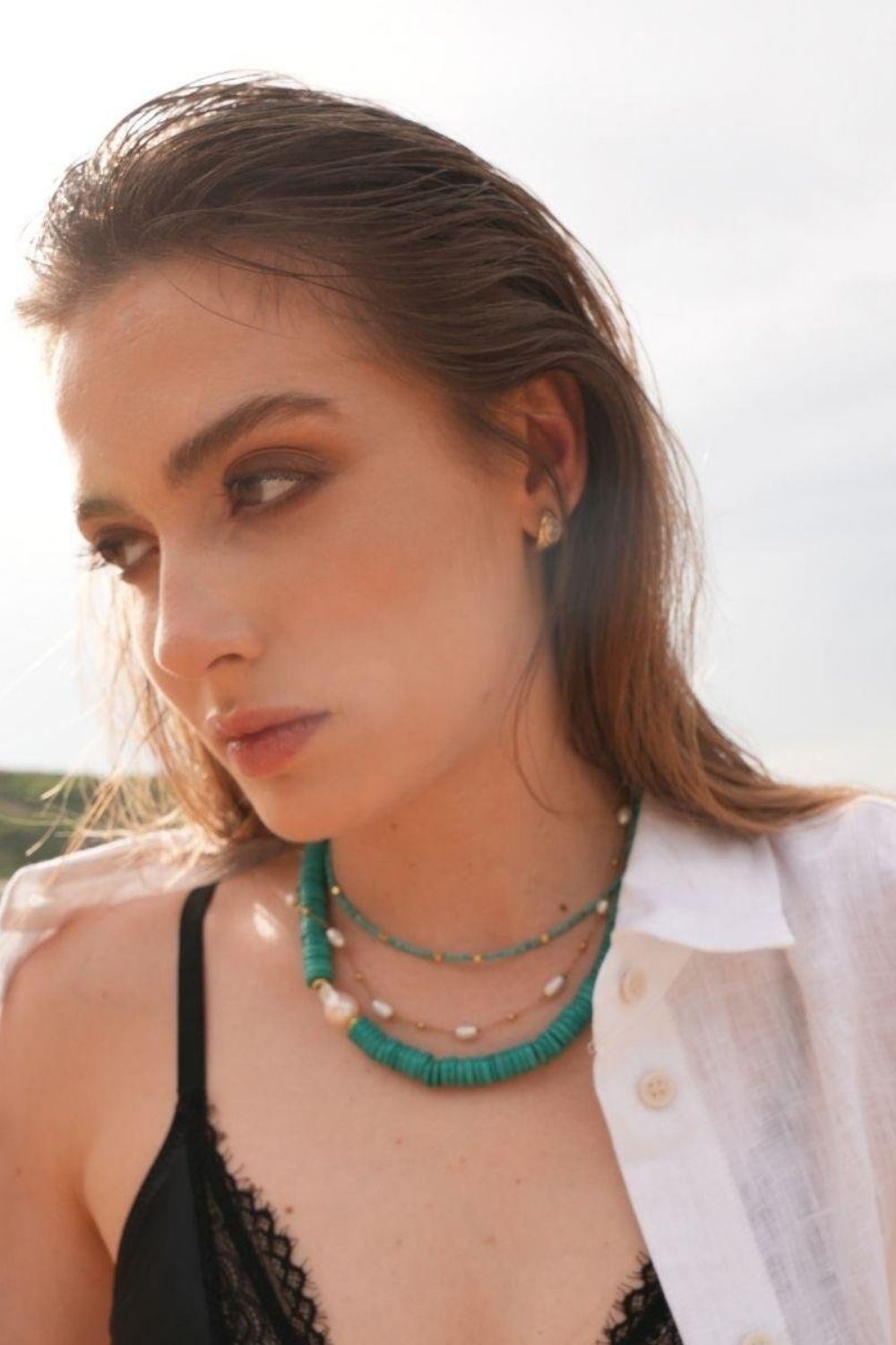 Linya Jewellery-Alya Turkuaz Büyük İncili Kolye-Kolye-3-Milagron.com