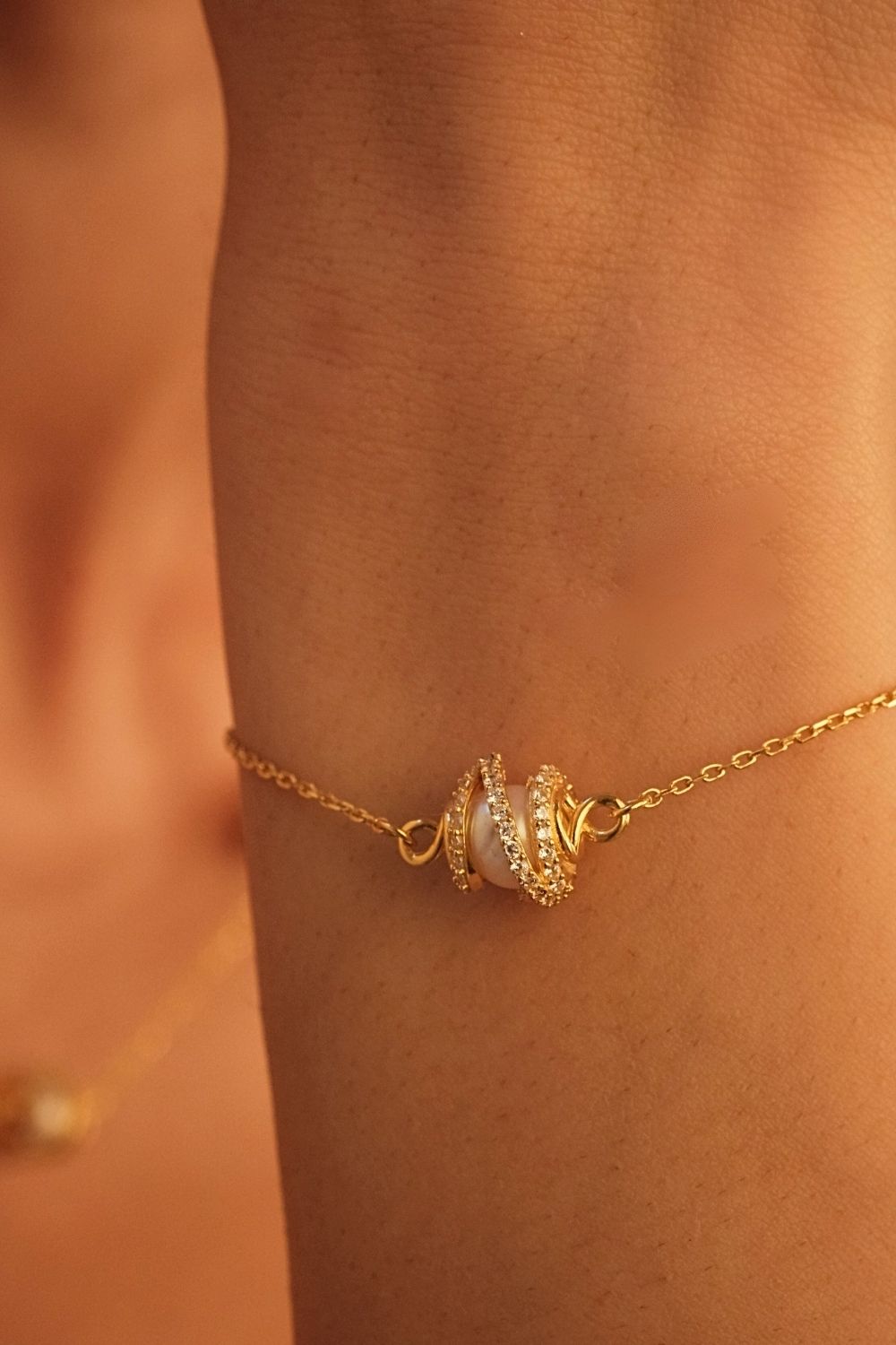 Amour Kafesli İNci Zincir Bileklik - 1