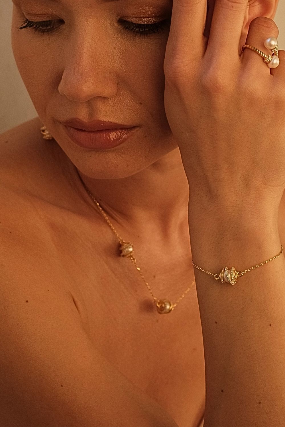 Amour Kafesli İNci Zincir Bileklik - 3