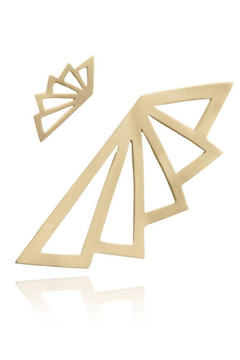 Linya Jewellery-Asimetrik Üçgen Küpe Gold-Küpe-1-Milagron.com