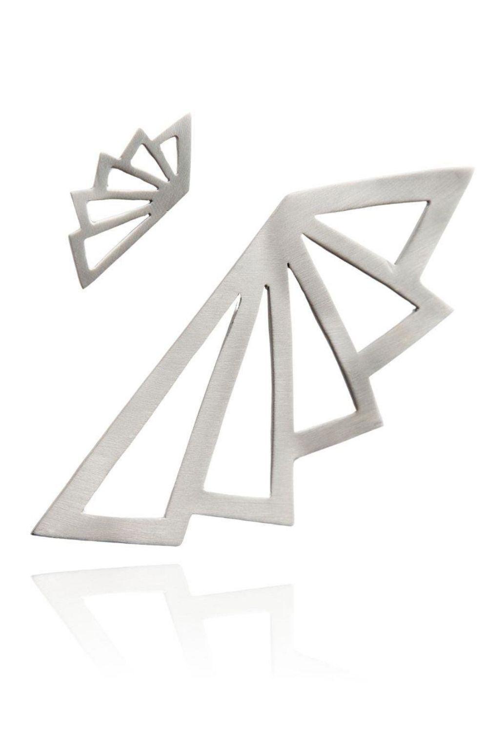 Linya Jewellery-Asimetrik Üçgen Küpe Gümüş-Küpe-1-Milagron.com