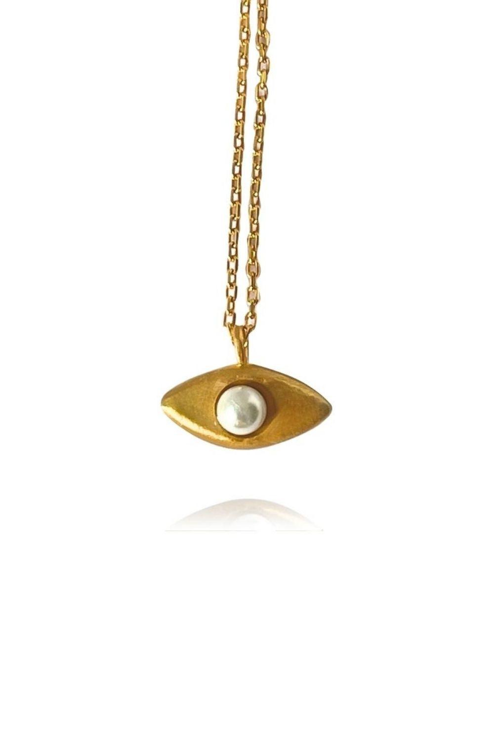 Linya Jewellery-Aura Minimal İncili Göz Kolye-Kolye-1-Milagron.com