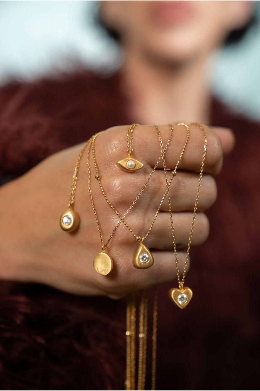 Linya Jewellery-Aura Minimal İncili Kalp Kolye-Kolye-3-Milagron.com