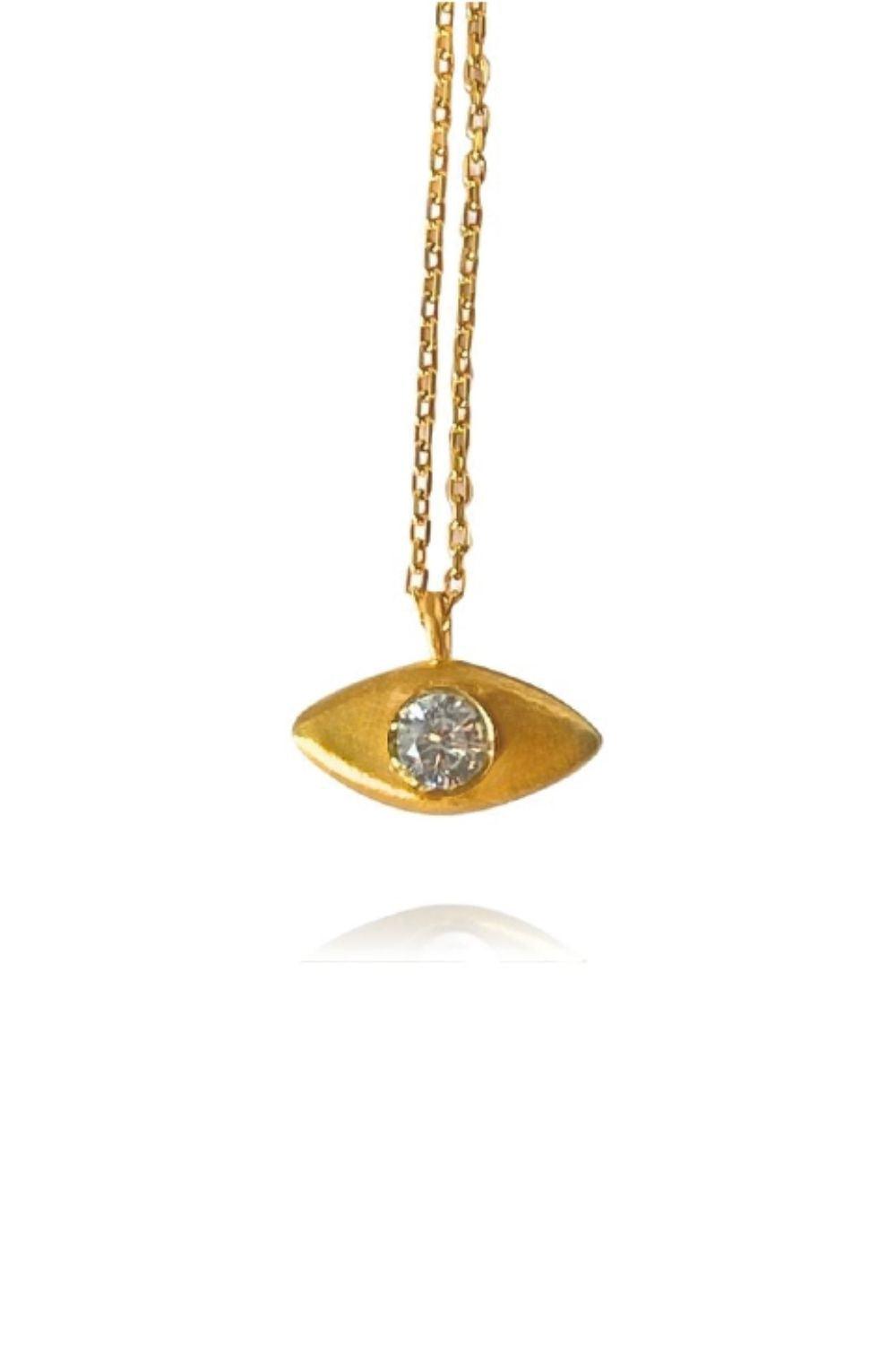 Linya Jewellery-Aura Minimal Taşlı Göz Kolye-Kolye-1-Milagron.com