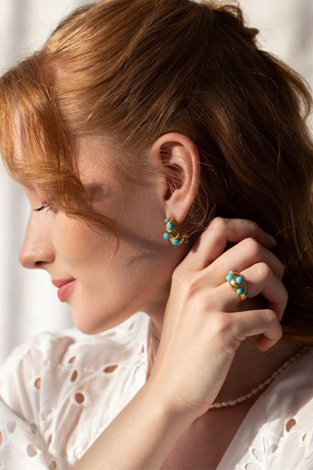 Linya Jewellery-Ayza Doğal Turkuaz Yüzük-Yüzük-2-Milagron.com