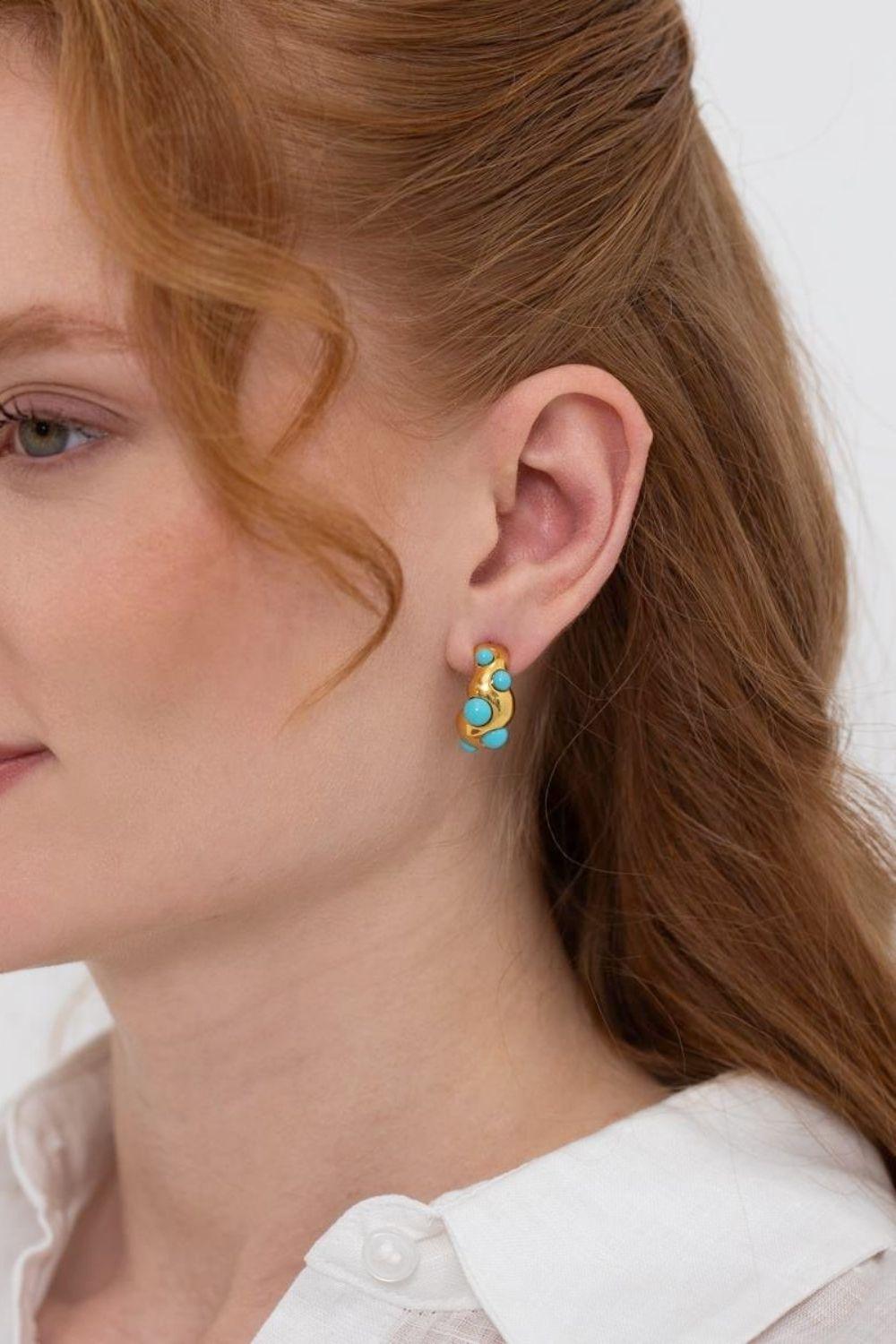 Linya Jewellery-Ayza Turkuaz Halka Küpe-Küpe-2-Milagron.com