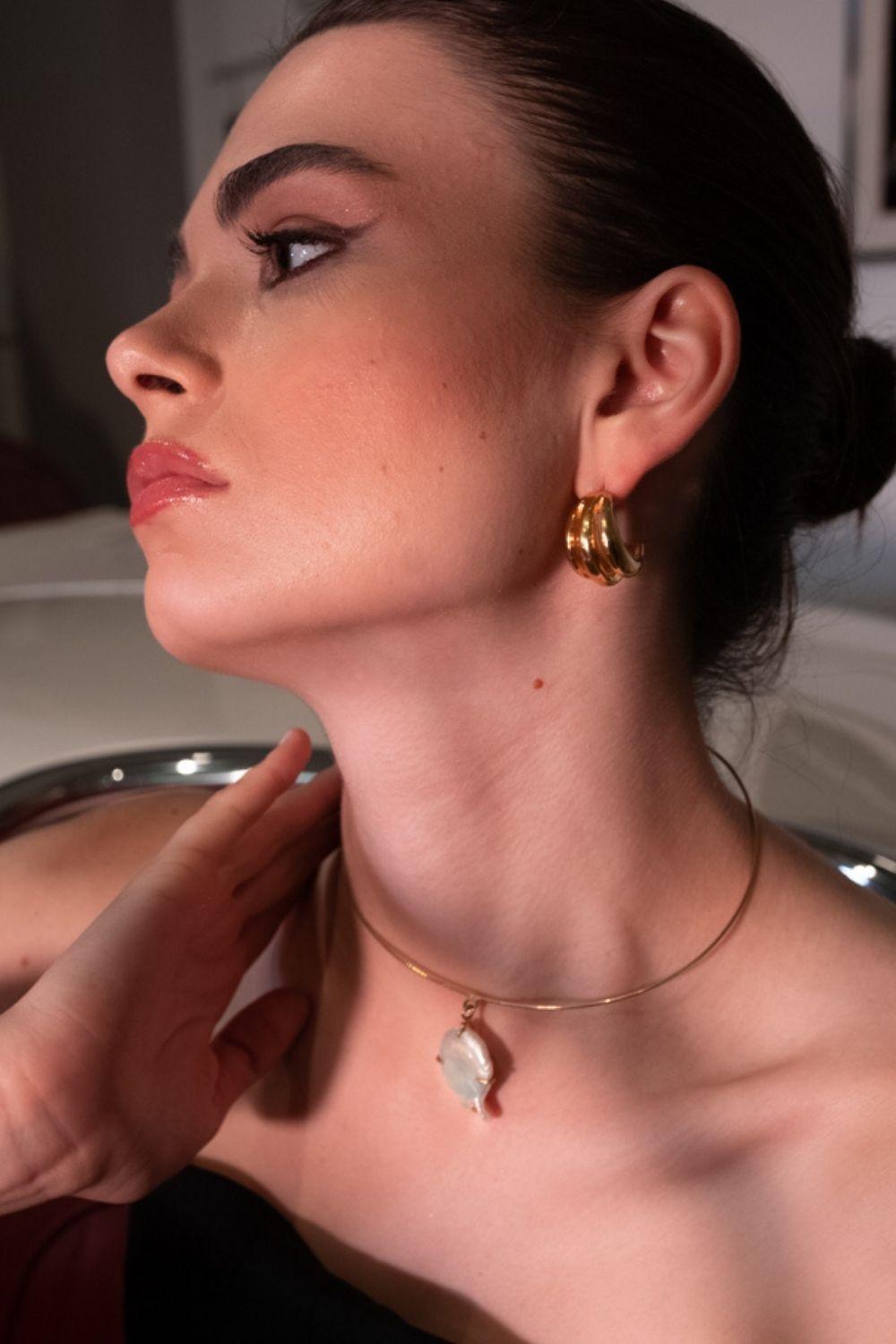 Linya Jewellery-Bery Vintage Büyük Gold Halka Küpe-Küpe-2-Milagron.com