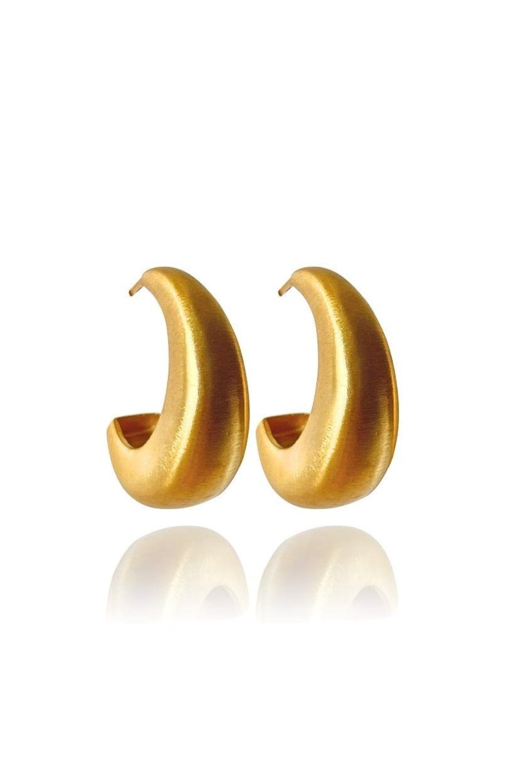 Linya Jewellery-Bony Bombeli Mat Gold Halka Küpe-Küpe-1-Milagron.com