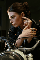 Linya Jewellery-Bony Bombeli Mat Gold Halka Küpe-Küpe-3-Milagron.com