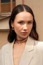 Bordo Deri İPli Pembe Kristal TaşLı Kolye - 3