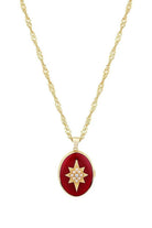 Linya Jewellery-Bordo Mineli Kutup Yıldızı Madalyon Kolye-Kolye-1-Milagron.com
