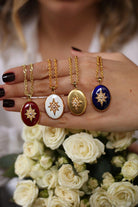 Linya Jewellery-Bordo Mineli Kutup Yıldızı Madalyon Kolye-Kolye-3-Milagron.com