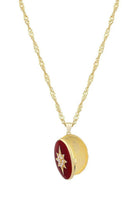 Linya Jewellery-Bordo Mineli Kutup Yıldızı Madalyon Kolye-Kolye-4-Milagron.com