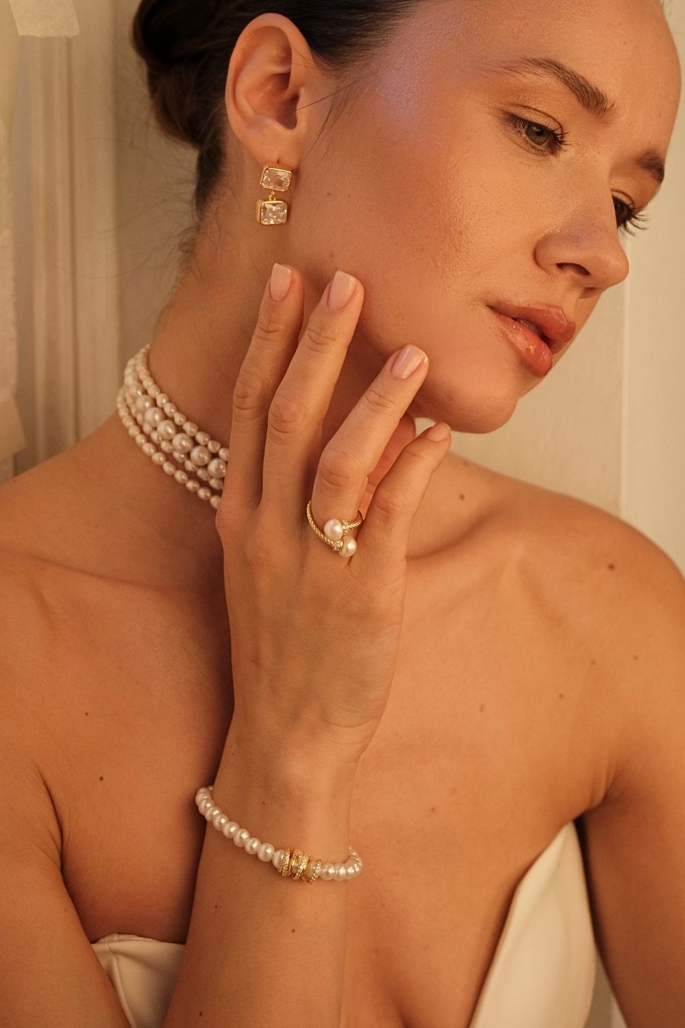 Burgulu Sarmal İNci YüZüK Gold - 3