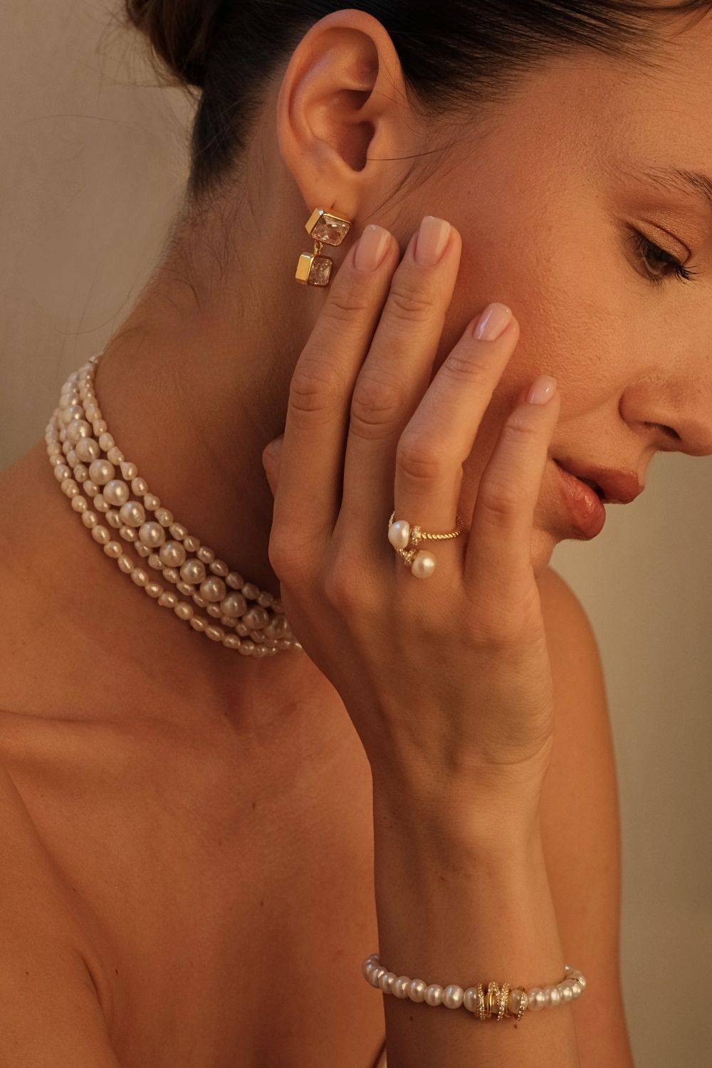 Burgulu Sarmal İNci YüZüK Gold - 5