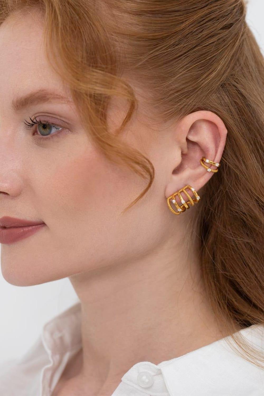 Linya Jewellery-Çoklu Halka Küpe-Küpe-1-Milagron.com