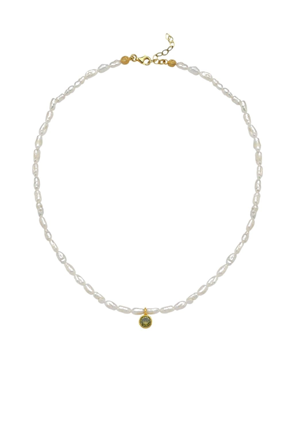Linya Jewellery-Cosmic Küçük İncili Burç Kolye Açık Yeşil-Kolye-1-Milagron.com