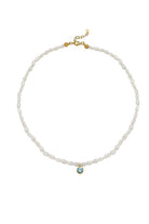 Linya Jewellery-Cosmic Küçük İncili Burç Kolye Gök Mavisi-Kolye-1-Milagron.com
