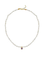 Linya Jewellery-Cosmic Küçük İncili Burç Kolye Mor-Kolye-1-Milagron.com
