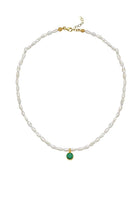 Linya Jewellery-Cosmic Küçük İncili Burç Kolye Yeşil-Kolye-1-Milagron.com