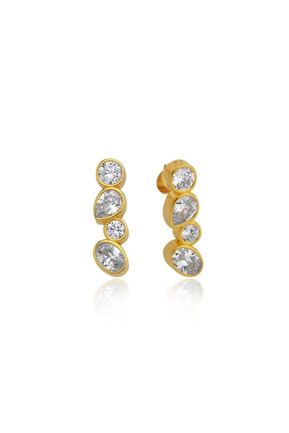 Linya Jewellery-Diana Beyaz Dört Taşlı Küpe-Küpe-1-Milagron.com