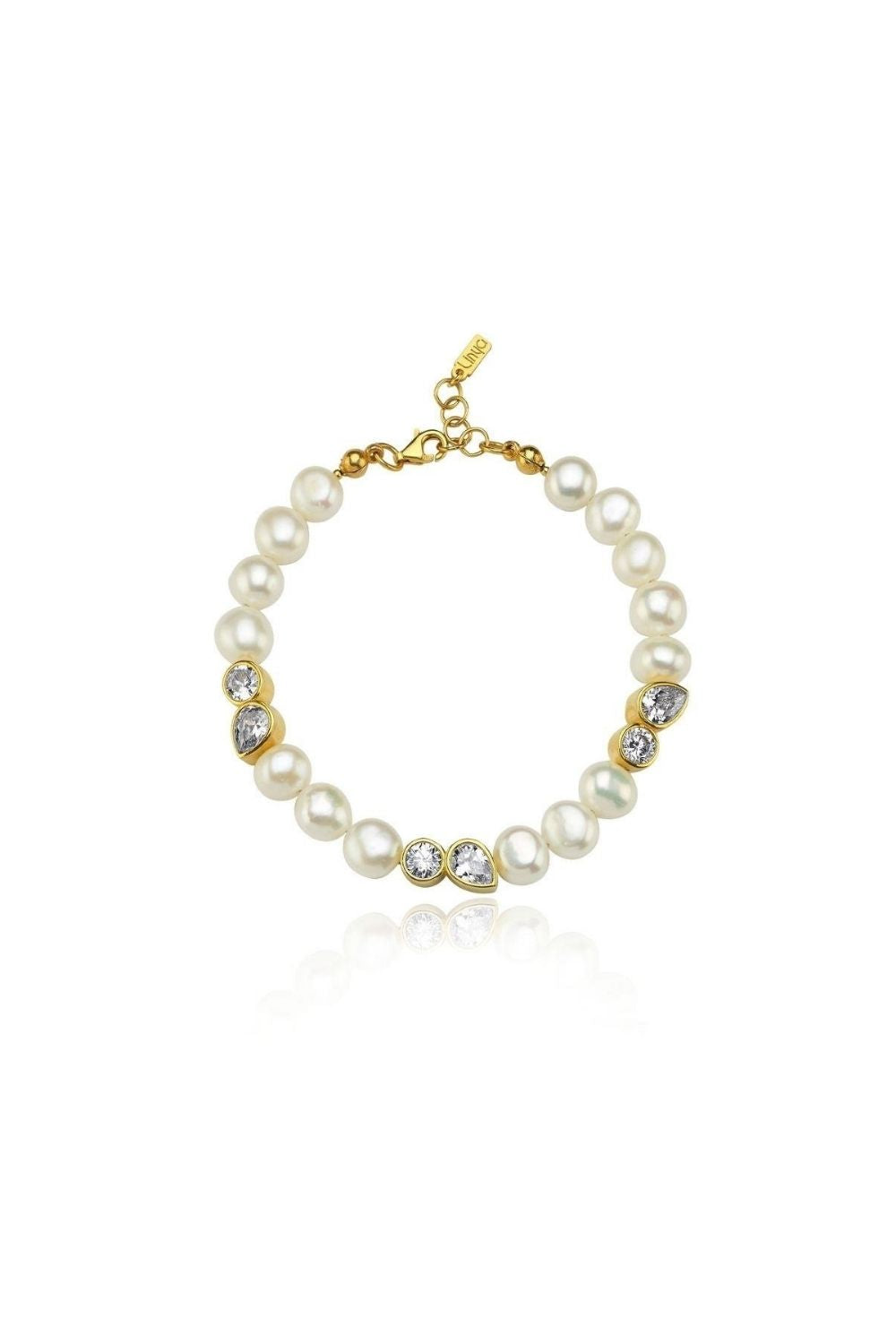 Linya Jewellery-Diana Beyaz Taşlı İnci Bileklik-Bileklik-1-Milagron.com